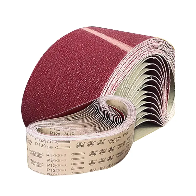 This is Mitsubishi Sanding Belt Metal Wood Stainless Steel Paint Grinding Premium Red Aluminum Oxide Abrasive Belt photo
