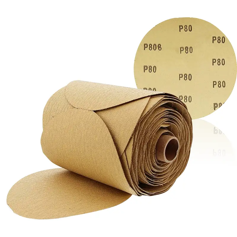 80 Grit 6 Inch Variable Pressure Adsorption Sanding Disc Sticky Back Sandpaper Roll for Sanding Machine Auto Body Wood Metal Finishing