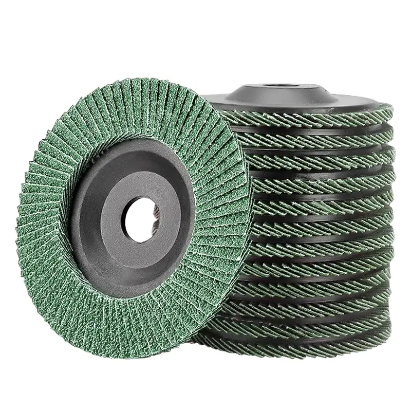 This is a picture of Aluminum oxide flap disc 4 inch high density sanding disc for metal and wood polishing